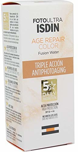 ISDIN ISDIN FotoUltra Age Repair COLOR Fusion Water LSF50  na bazie wody, ochrona przed słońcem do twarzy z potrójnym działaniem anti-Photo-Aging, naturalny krycie, 50 ml 690020601