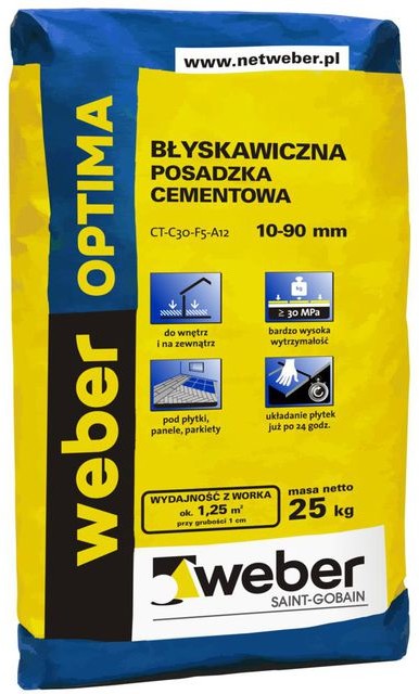 Weber Posadzka cementowa B$269YSKAWICZNA OPTIMA 25kg 10 - 90 mm