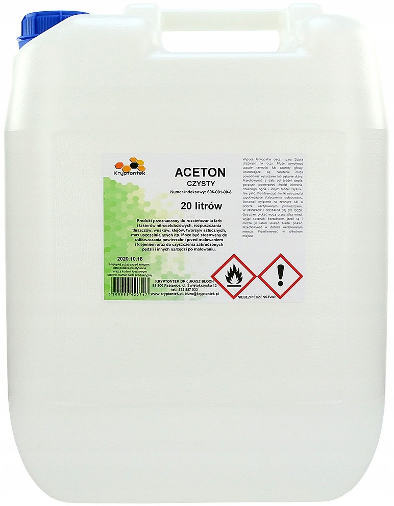 Aceton Czysty Techniczny Zmywacz Odtłuszczacz 20L