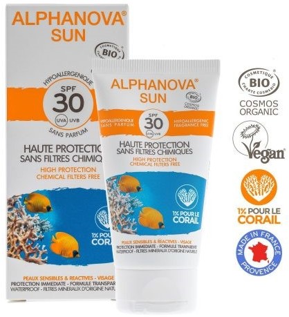 Alphanova Hipoalergiczny Krem Przeciwsłoneczny - filtr SPF30 - wodoodporny - 50g - Sun Bio ASL01318