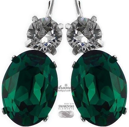 Swarovski piękne kolczyki EMERALD CRYSTAL SREBRO