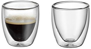 WMF Kult zestaw 2-częściowy do espresso szklanki z podwójnymi ścianami 80 ML dłużej utrzymuje temperaturę gorących hitzbestaendig odporne na zarysowania można myć w zmywarce Espresso szklany 901382000
