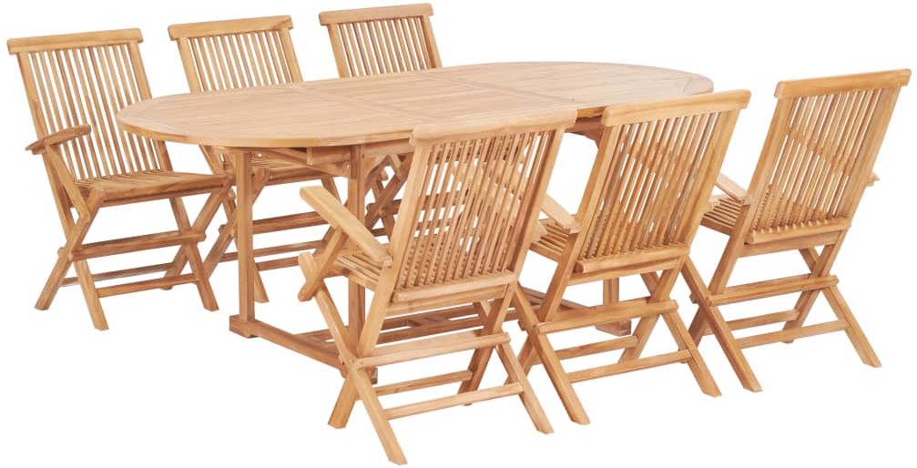 vidaXL 7-częściowy zestaw mebli do ogrodu, lite drewno tekowe