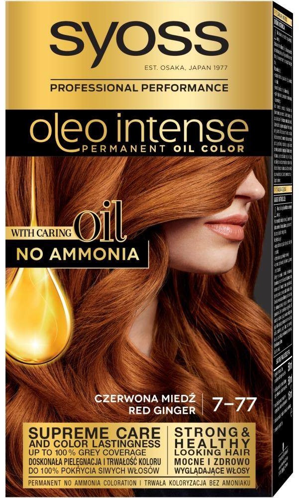 Syoss Oleo Intense farba do włosów trwale koloryzująca z olejkami 7-77 Czerwona Miedź 108228-uniw