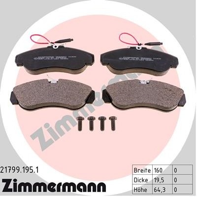ZIMMERMANN Zestaw klocków hamulcowych, hamulce tarczowe 21799.195.1