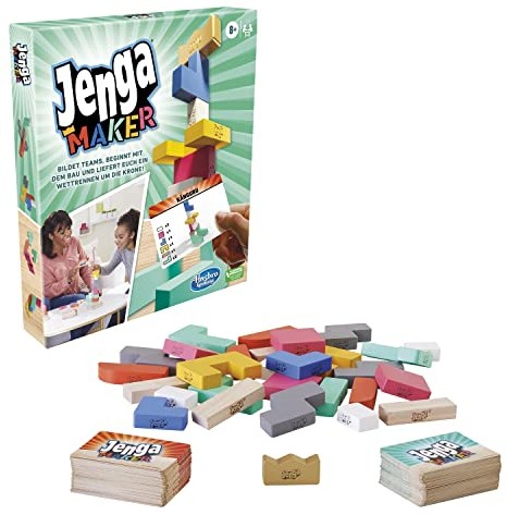 Hasbro Maker, prawdziwe klocki z twardego drewna, gra w układanie, gra dla dzieci od 8 lat, gra dla 2-6 graczy F4528100, wielokolorowa, rozmiar uniwersalny F4528100
