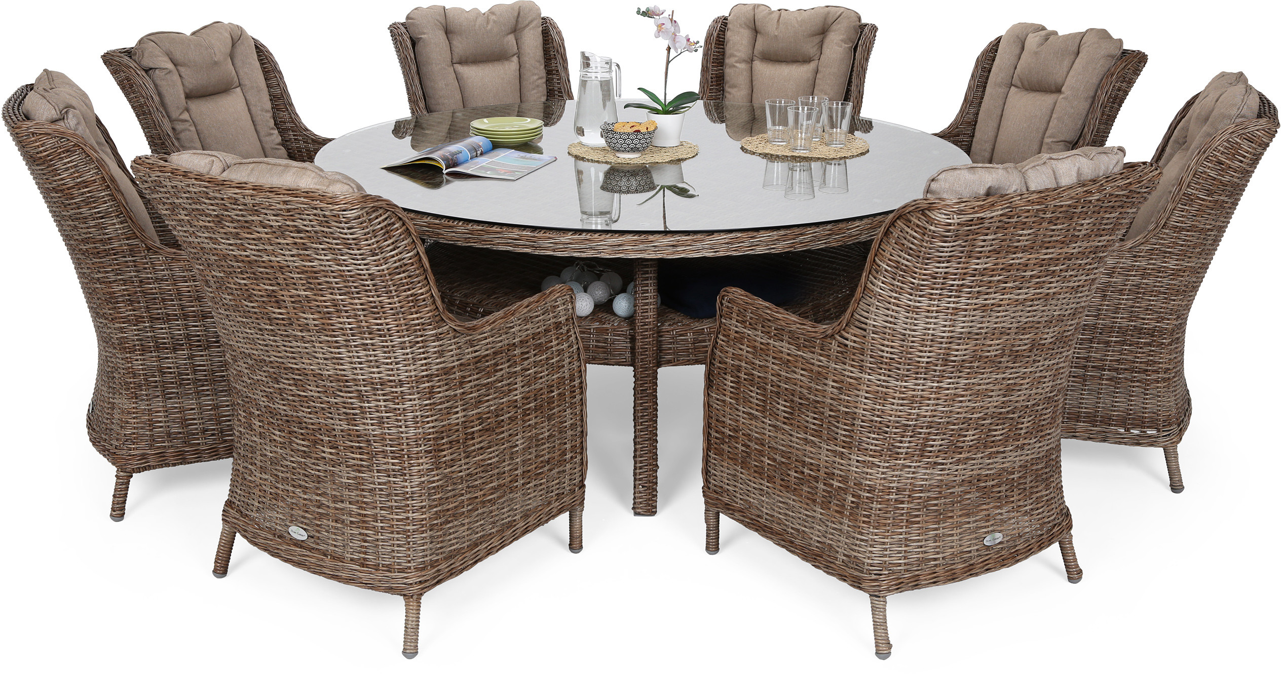 HOME & GARDEN Meble ogrodowe technorattanowe Bristol Round Elegant 180 cm Ginger / Brown Melange 8+1 709912