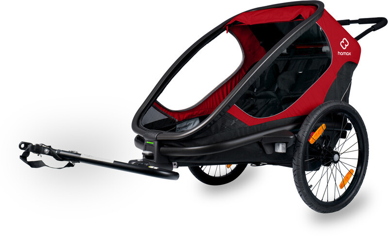 Hamax Outback Bike Trailer incl. Bicycle Arm & Stroller Wheel, czerwony/czarny 2022 Przyczepki rowerowe dla dzieci HAM400064