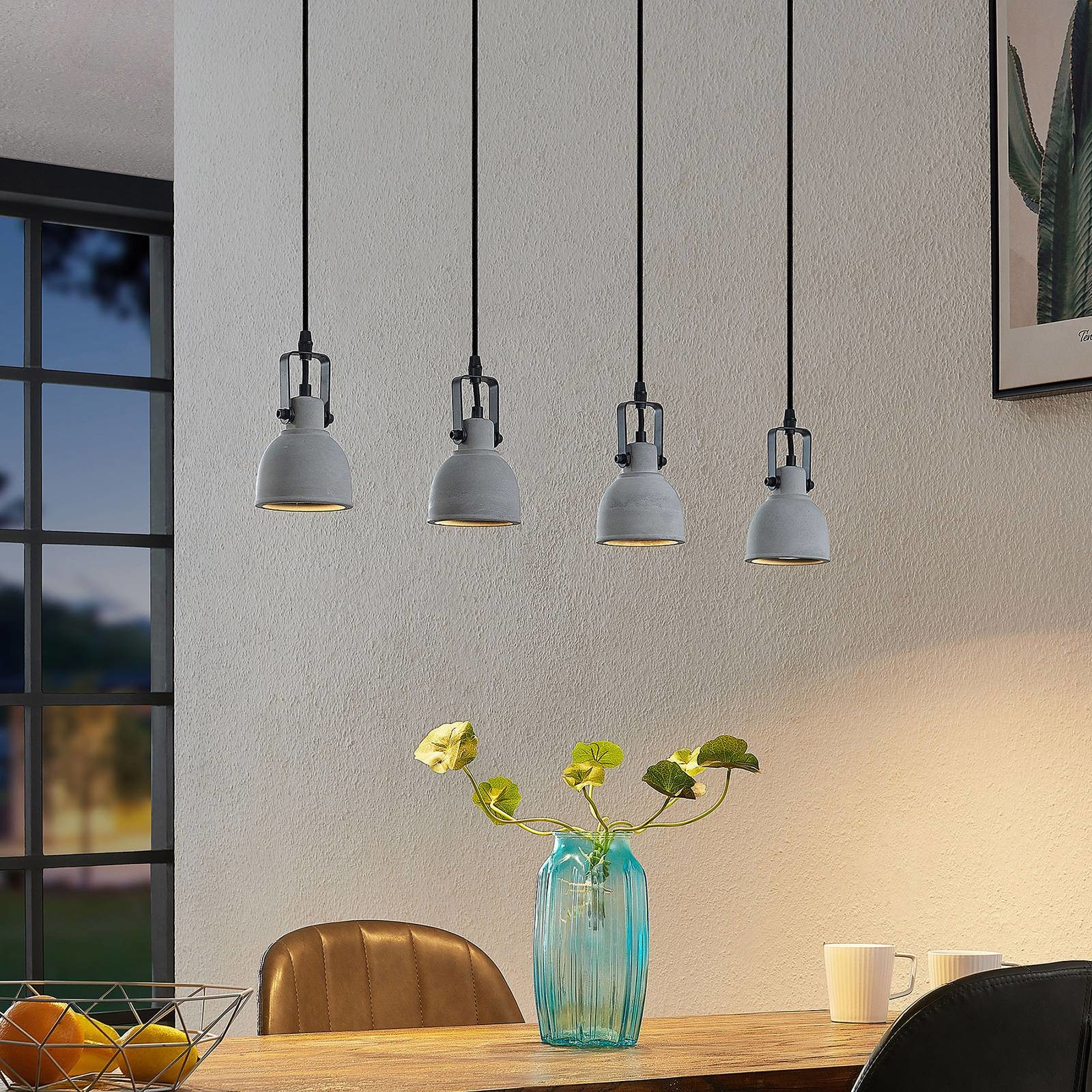 Lindby Amilia lampa wisząca betonowe klosze 4-pkt.