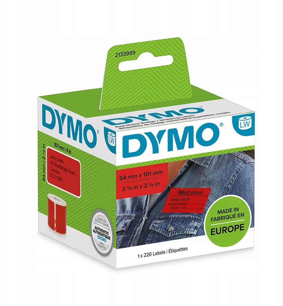 Dymo 2133399 Etykieta 54x101mm czerwona (220szt.)