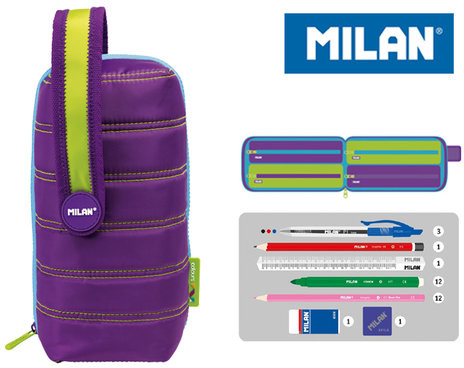 MILAN Multipiórnik owalny z 4 piórnikami COLOURS fiolet