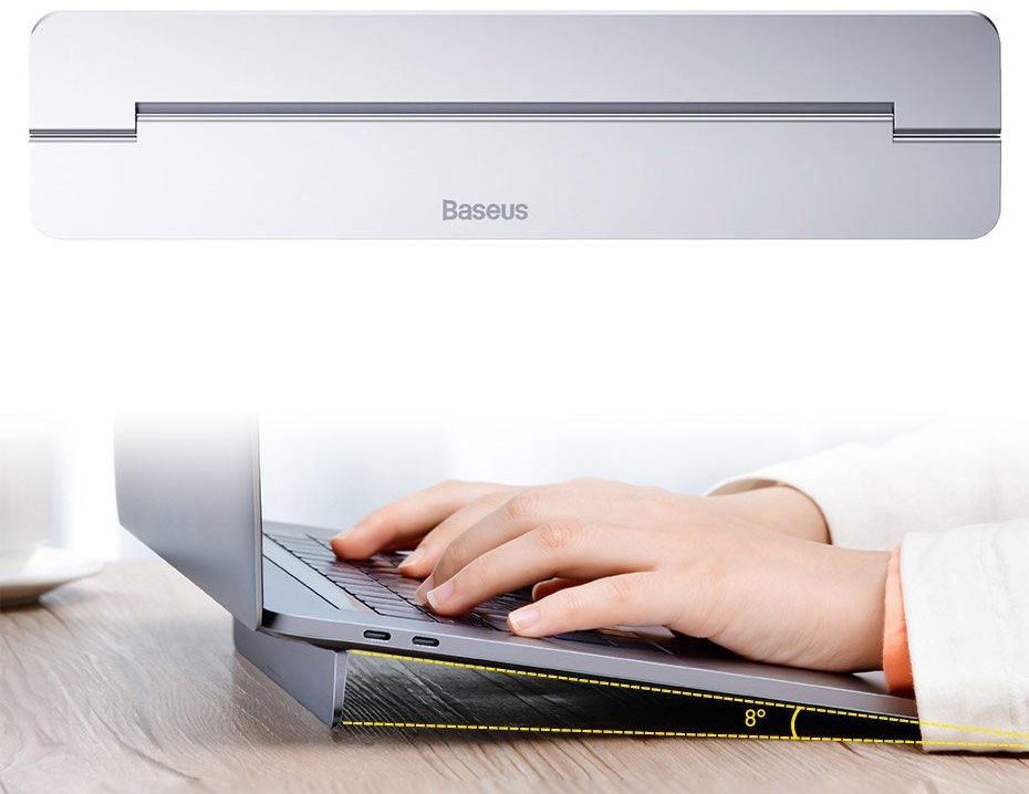 Baseus Baseus samoprzylepna aluminiowa podstawka pod laptopa MacBook ultra cienka składana srebrny (SUZC-0S) - Srebrny SUZC-0S