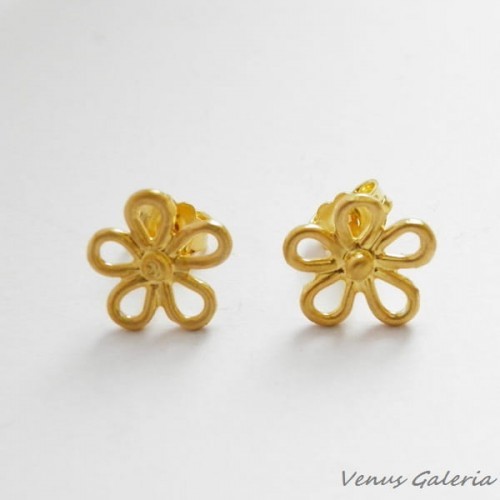 Kolczyki srebrne pozłacane- Ażurowe kwiatuszki 1734