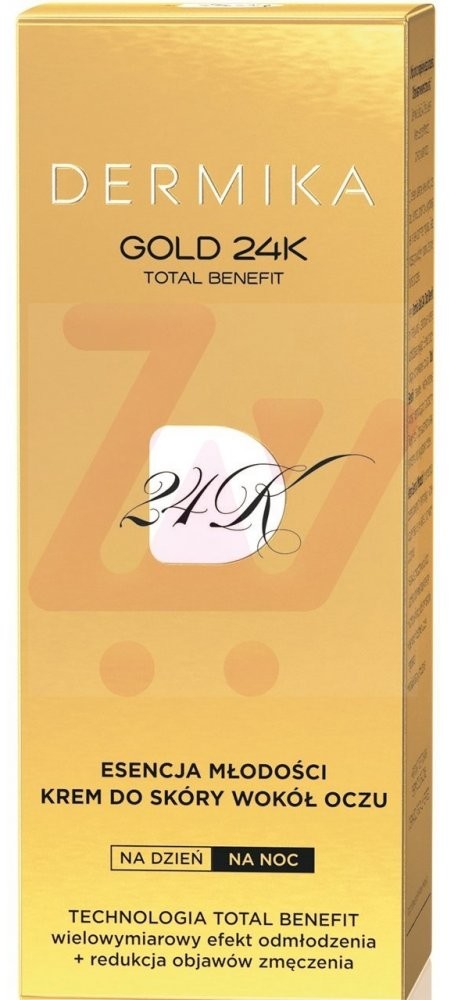 Dermika Gold 24k Total Benefit Esencja młodości Krem do skóry wokół oczu na dzień i noc 15 ml