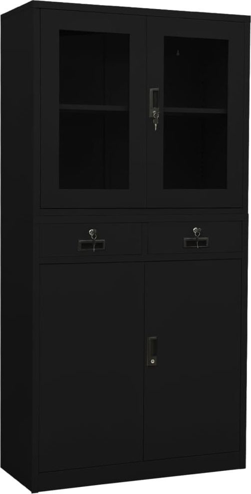 vidaXL vidaXL Szafa biurowa czarna 90x40x180cm stal i szkło hartowane 335940