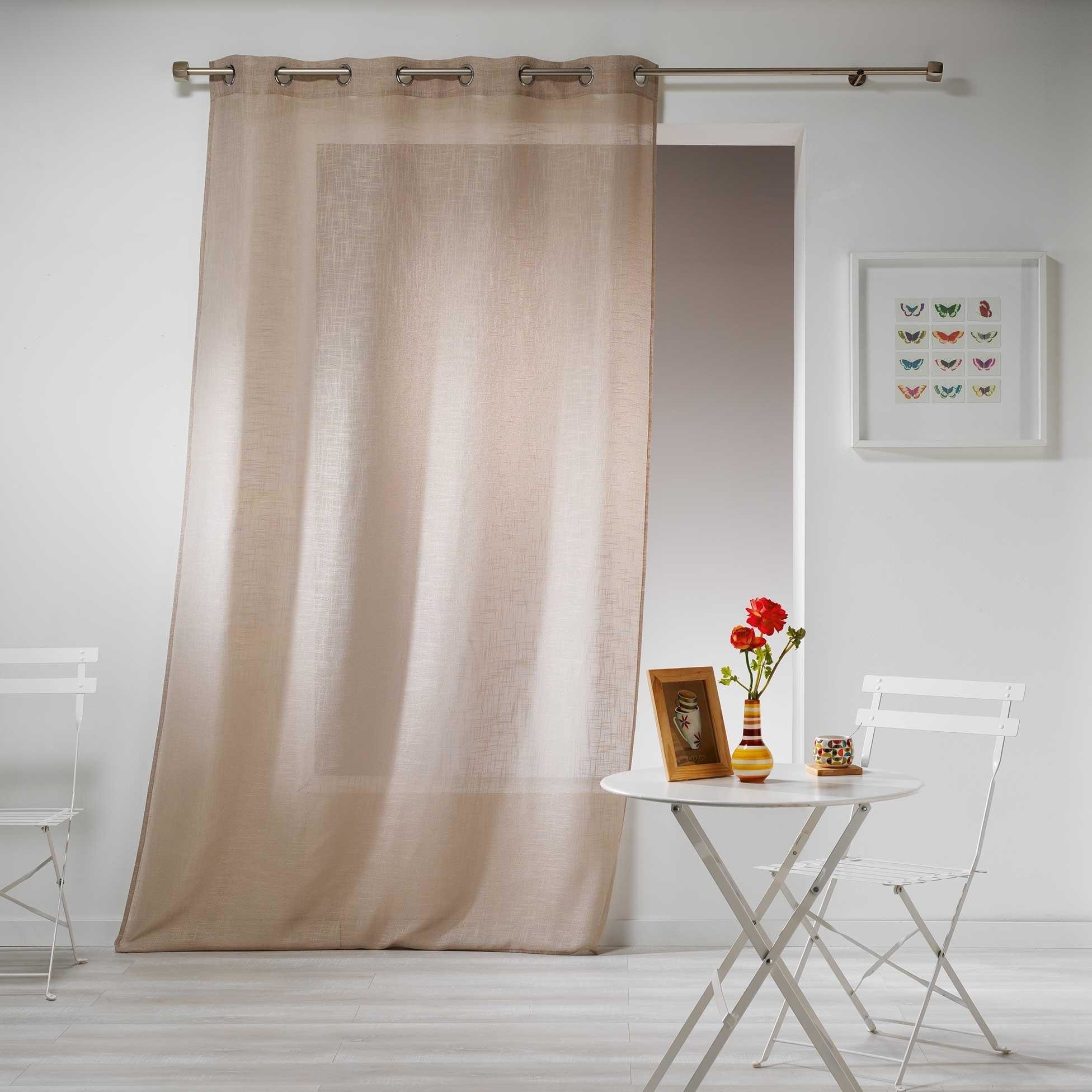 Firana do salonu z efektem lnu 140 x 240 cm HALTONA kolor kawowy B079JTHRLB