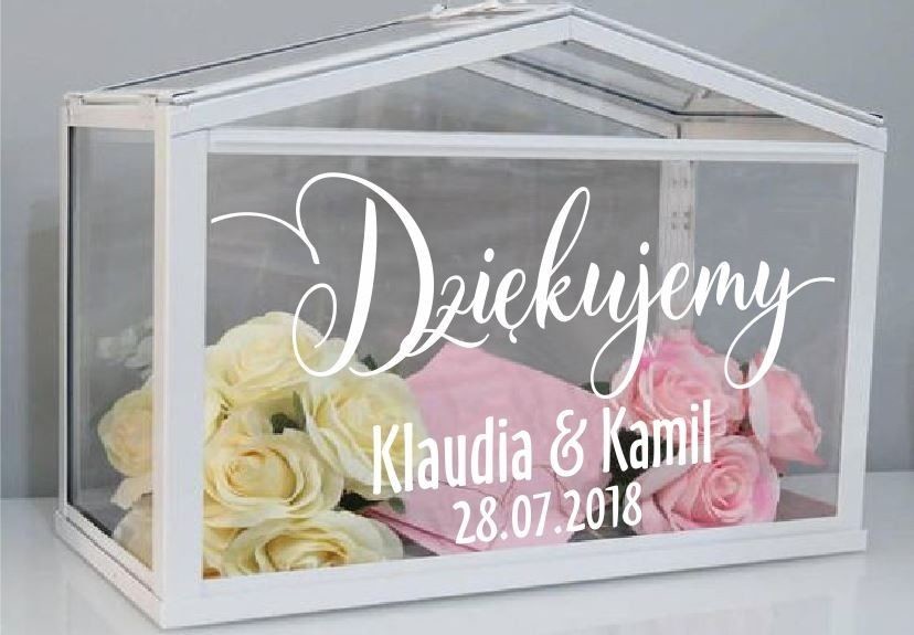 Naklejka ślubna Dziękujemy + imiona + data SL041