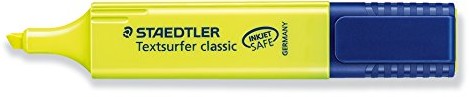Staedtler 364-1 WP4P flamastry Textsurfer Classic, 4 szt., opakowanie z miękkiego plastiku, żółty zestaw 10-częściowy 4007817323366