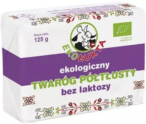 Eko$648ukta Ekologiczny Twaróg Półtłusty Bez Laktozy Kostka 125g - EkoŁukta