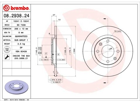 BREMBO Tarcza hamulcowa 08.2938.24