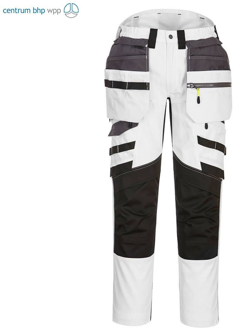 Portwest DX440 SPODNIE DX4 Z KIESZENIAMI KABUROWYMI; BIAŁY/SZARY