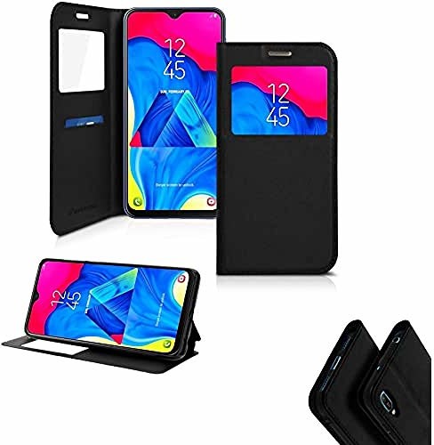 Samsung iPOMCASE Coque Cuir Fentre avec Porte Carte pour Galaxy M10 M10-A10-GANdy-AUBER-Noir