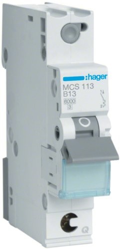 Hager mcs113 °C-Type 1P 1 Module (S) Circuit Breaker Circuit Breakers (50/60 HZ,-25 60 °C,-25 80 °C)