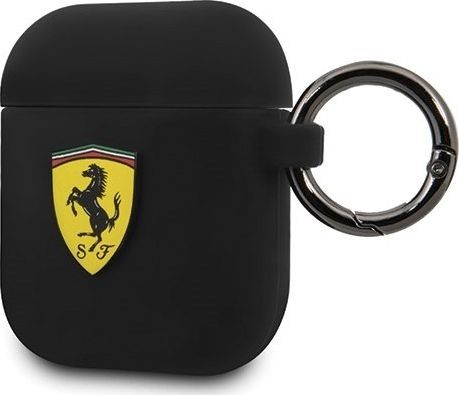 Ferrari Ferrari FESACCSILSHBK AirPods cover czarny/black Silicone uniwersalny FESACCSILSHBK