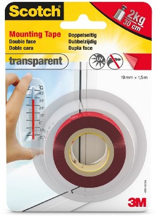 Scotch 40041915 samoprzylepna taśma montażowa dwustronna, mocna do powierzchni szklanych, przezroczysta 40041915