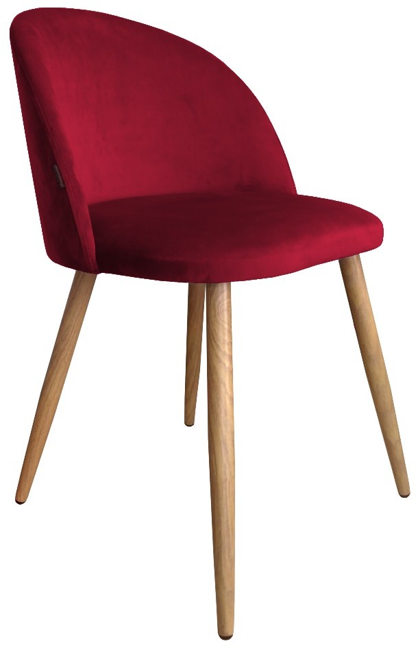 Atos Krzesło CLAUDINE 2 VELVET bordowe/dąb nowoczesne COLIN-DAB-MG31