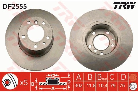 TRW Tarcza hamulcowa DF2555