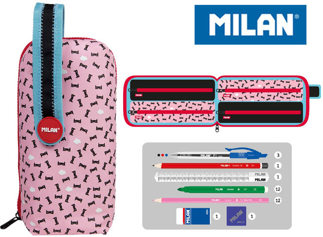 MILAN multipórnik owalny z 4 piórnikami, Super Heroes, różowy