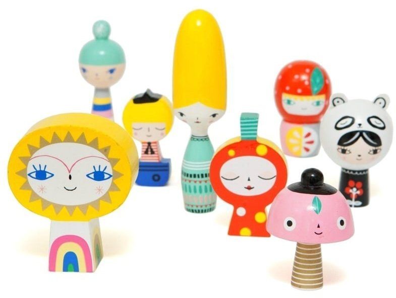 Petit Monkey Petit Monkey - Mr Sun & Friends klocki lalki drewniane 8 szt.