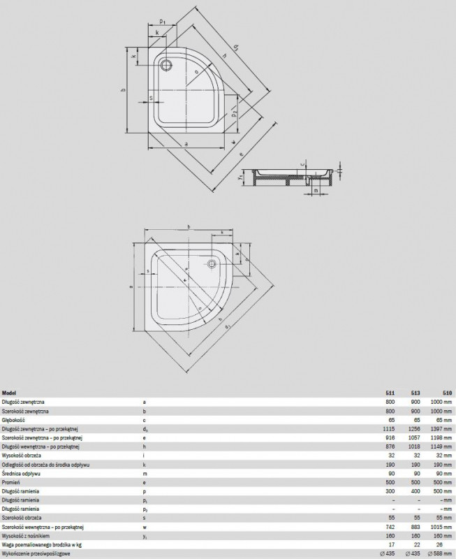Kaldewei Zirkon 510-2  półokrągły 100x100  biały 456448043001
