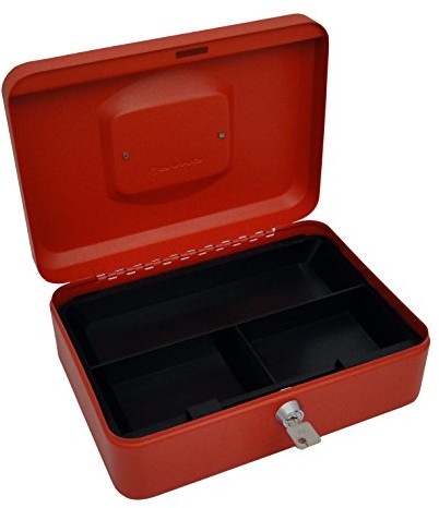 Unbekannt PAVO Premium kasetka na pieniądze, zamek cylindryczny z 2 kluczami, 25 x 18 x 9 cm, czerwona 8011889