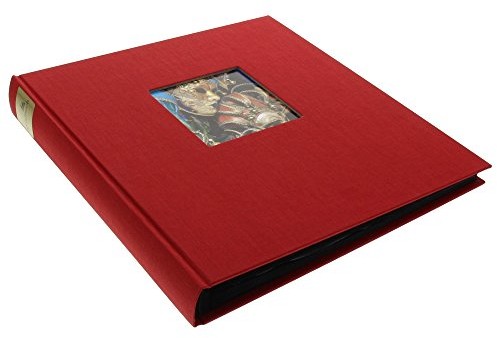 Goldbuch GOLDBUCH album na zdjęcia z okienkiem wycięciem, Bella Vista, 30 x 31 cm, 60 czarne stron z pergaminowy satynowany liści odcięcia, lnu, czerwony,,,,, 27984 27 984