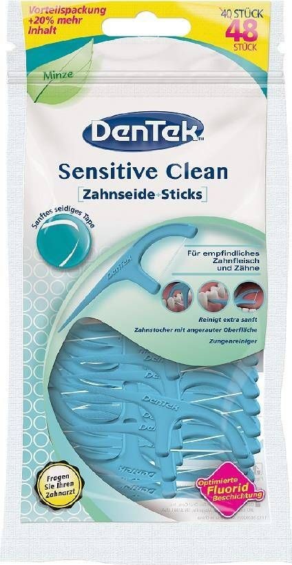 Dentek Sensitive Clean wykałaczki do zębów wrażliwych z nitką 48 szt 047701130056