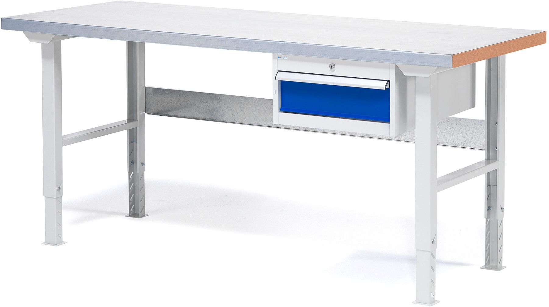 AJ Produkty Stół warsztatowy Blat o warstwie stalowej, 800x750x1500mm