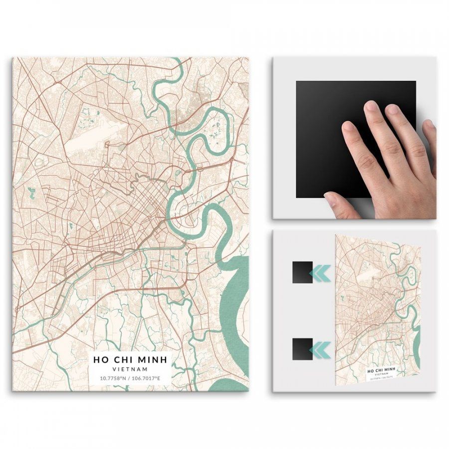 Pix4home Plakat metalowy Mapa Vintage Ho Chi Minh L POS-L-03571