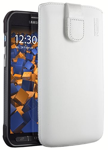 Mumbi prawdziwe skórzane etui kompatybilne z Samsung Galaxy S5 Active etui skórzane pokrowiec Case Wallet, czarne Samsung Galaxy S5 Active