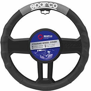 Sparco SPC111GR uniwersalny pokrowiec na kierownicÄ samochodowÄ, czarny/jasnoniebieski SPC1111GR