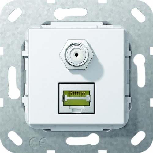 Gira 569703 MJ RJ45 Cat 6 A 10 GB, SAT F Gender Changer zastosowania, czysta biel