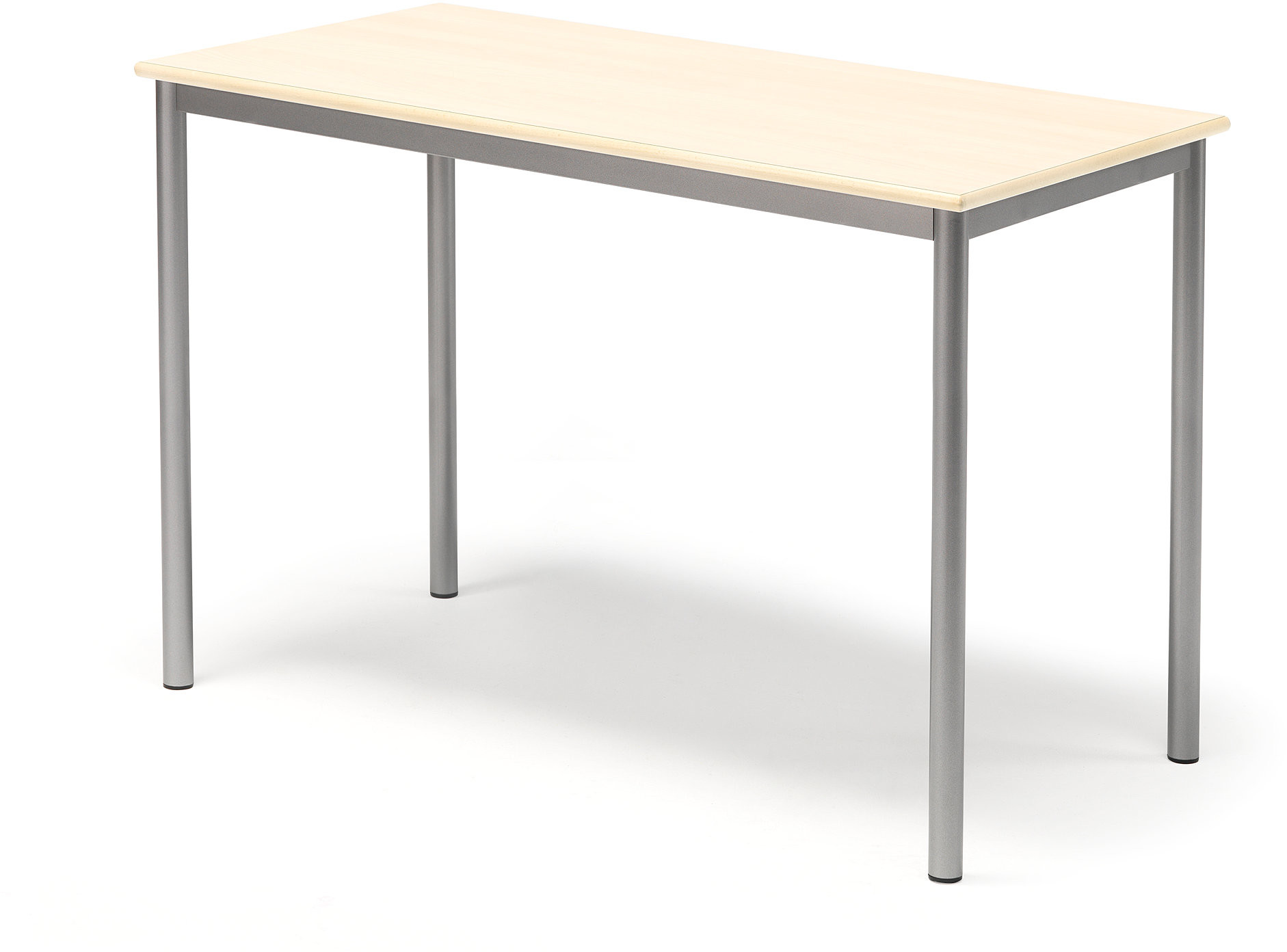 AJ Produkty Stół BORS, 1200x600x760 mm, laminat brzoza, szary aluminium