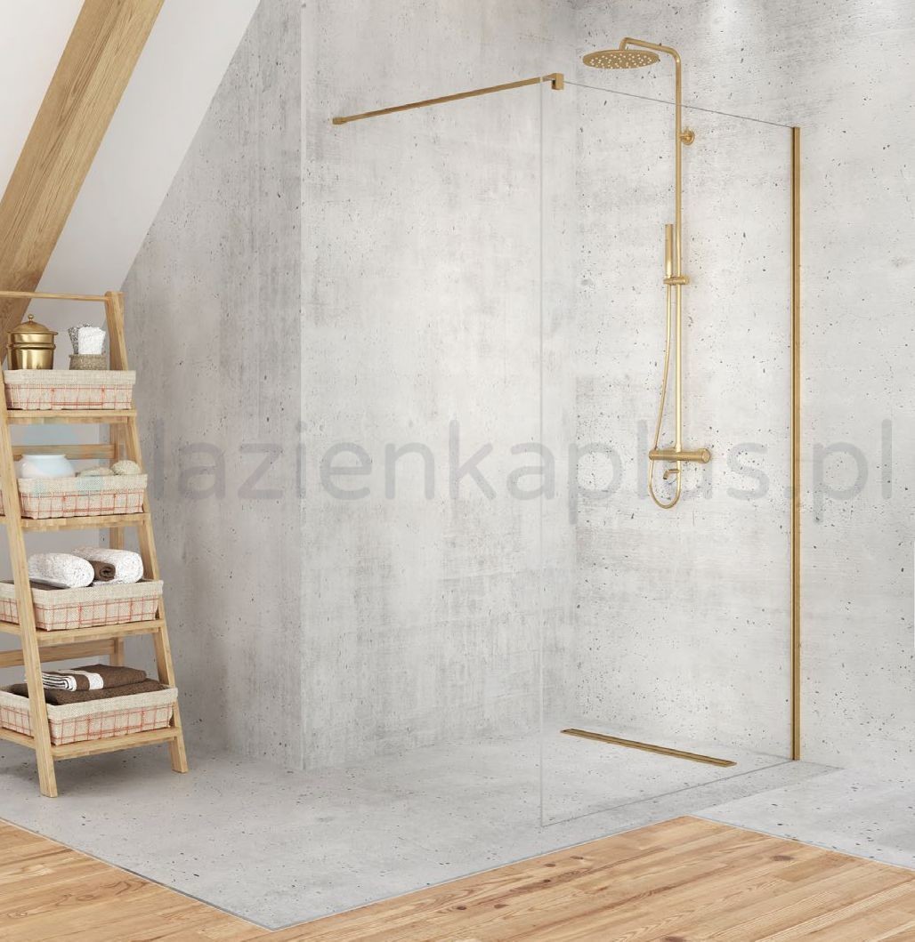 New Trendy Velio Satin Gold ścianka prysznicowa walk-in D0198B