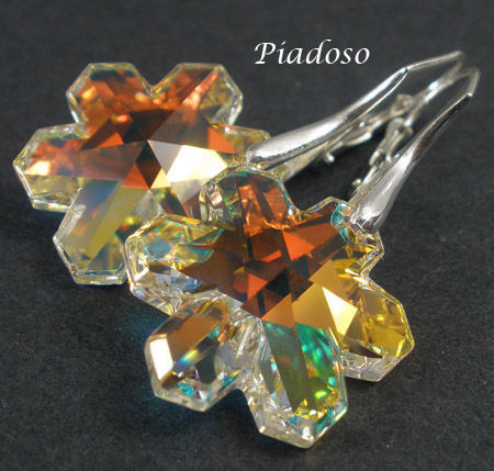 Swarovski ŚNIEŻYNKI kolczyki SREBRO CERTYFIKAT