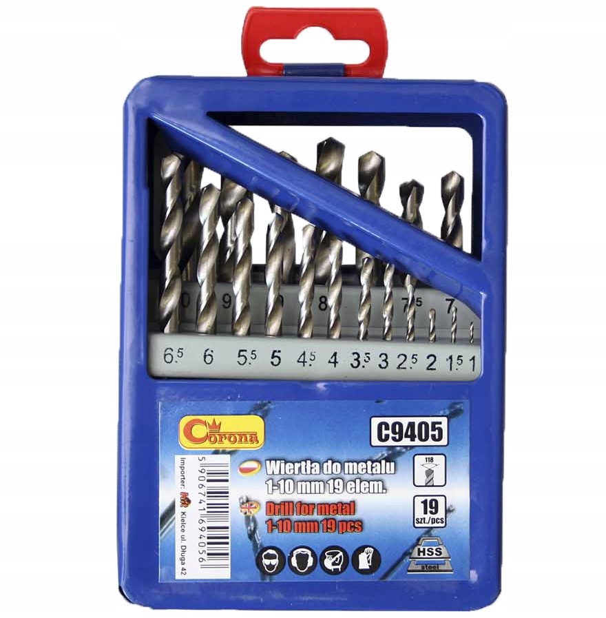 HSS Richmann C9405 Wiertła Do Metalu 1-10 mm 19 el