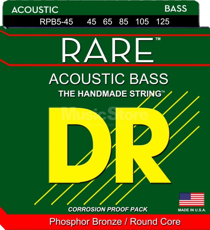 DR Strings rare - Acoustic Bass String Set, 5-String, Medium, .045-.125