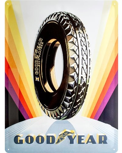 Art Nostalgic 23243 Goodyear Rainbow Wheel, tabliczka blaszana 30 x 40 cm 23243