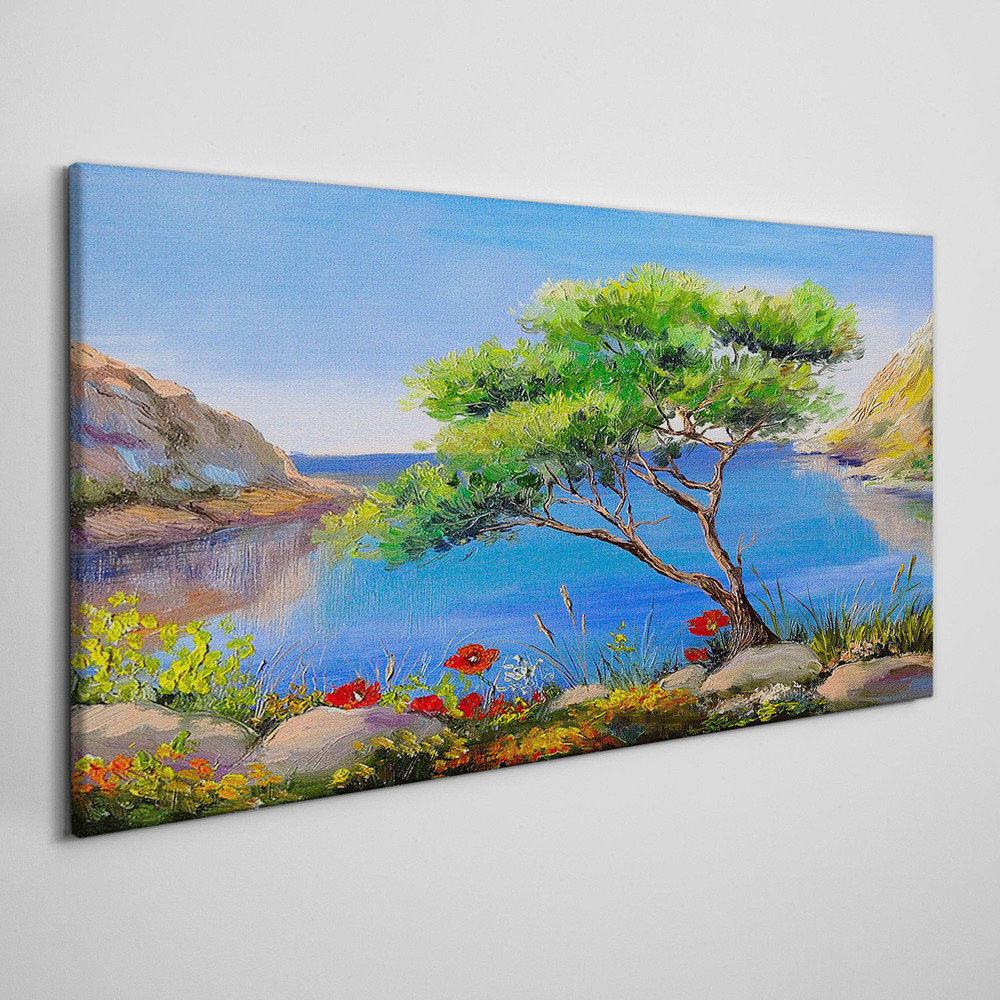 PL Coloray Obraz Canvas Kwiaty Drzewo Morze Natura 140x70cm