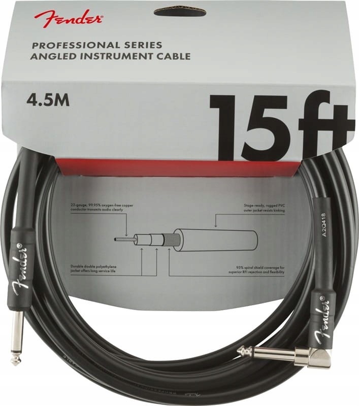 Fender Professional 15 Ang Blk kabel instr 4,5m